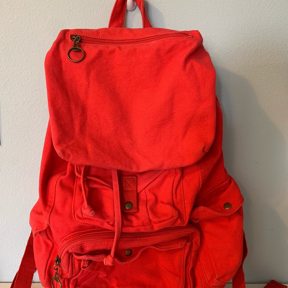 BDG red canvas backpack